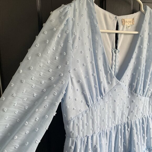 Altar’d State Eliza Dress French Blue Swiss Dot Women’s Size Medium Ruffles - Picture 6 of 15